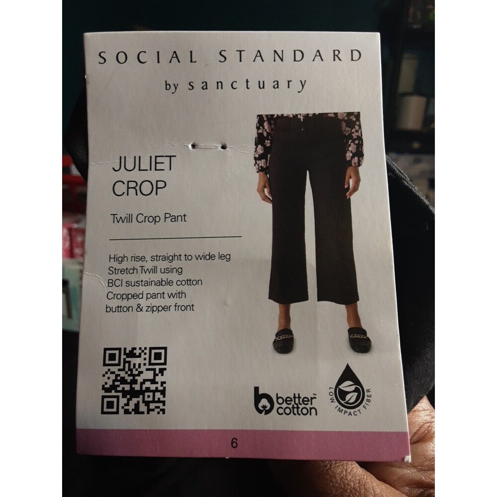 Social Standard by Sanctuary Ladies Juliet Twill Crop Pant Size 6 Black